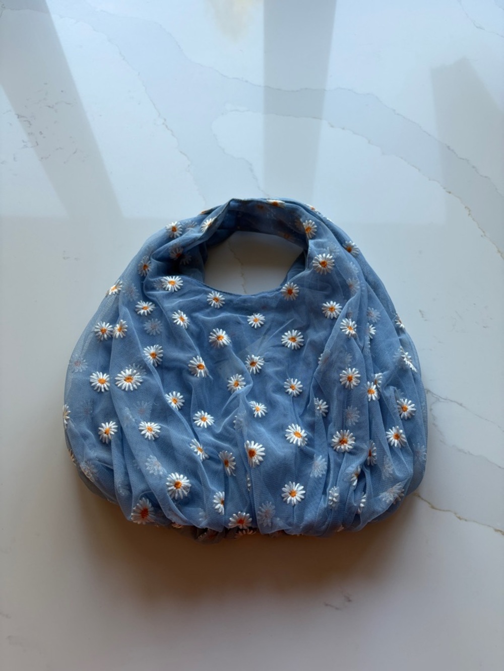 Zara Daisy Mesh Bag in light blue